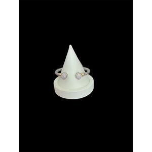 Two Tone Cable Bracelet with Clover Crystal Pave